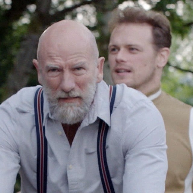 Watch Sam Heughan and Graham McTavish Hilariously Ride a Tandem Bike on 'Men in Kilts' (Exclusive)