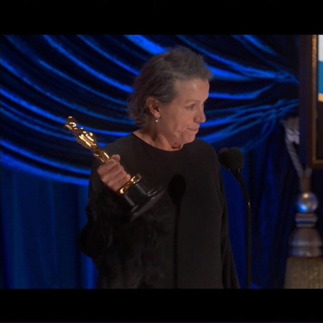 Frances McDormand accepts Oscar for best actress at 2021 Academy Awards.