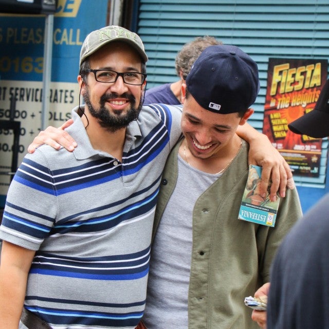 Anthony Ramos and Lin-Manuel Miranda In the Heights Set