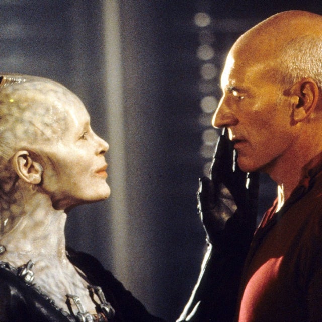 The Borg Queen and Captain Picard come face to face in 'Star Trek: First Contact.'