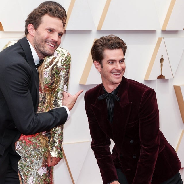 Jamie Dornan and Andrew Garfield attend the 94th Annual Academy Awards at Hollywood and Highland on March 27, 2022 in Hollywood, California.
