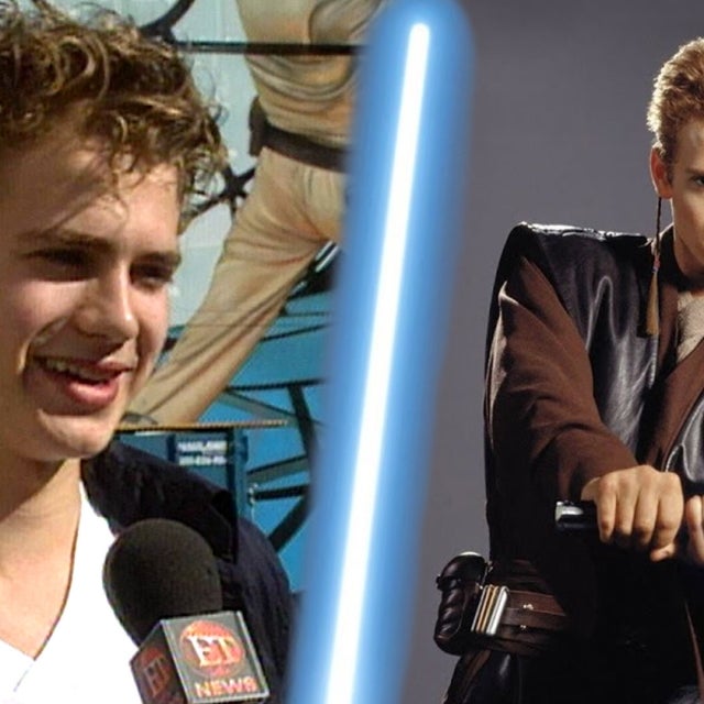 Left image: Christensen being interviewed in 2000. Right image: Anakin Skywalker promo image for 'Attack of the Clones.'