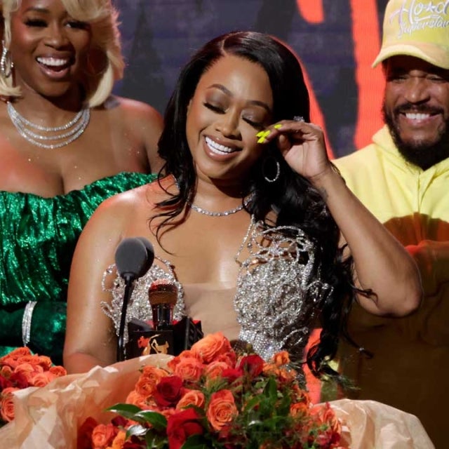 Trina accepts the I Am Hip Hop Award onstage during the BET Hip Hop Awards 2022