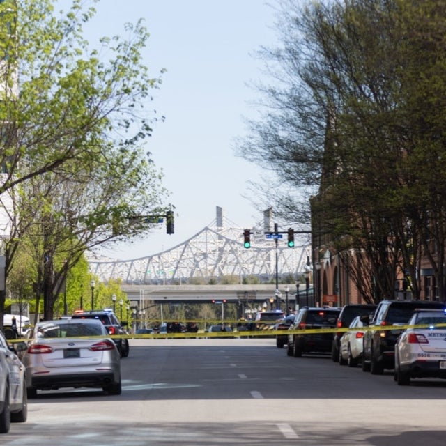 The area of the shooting in downtown Louisville