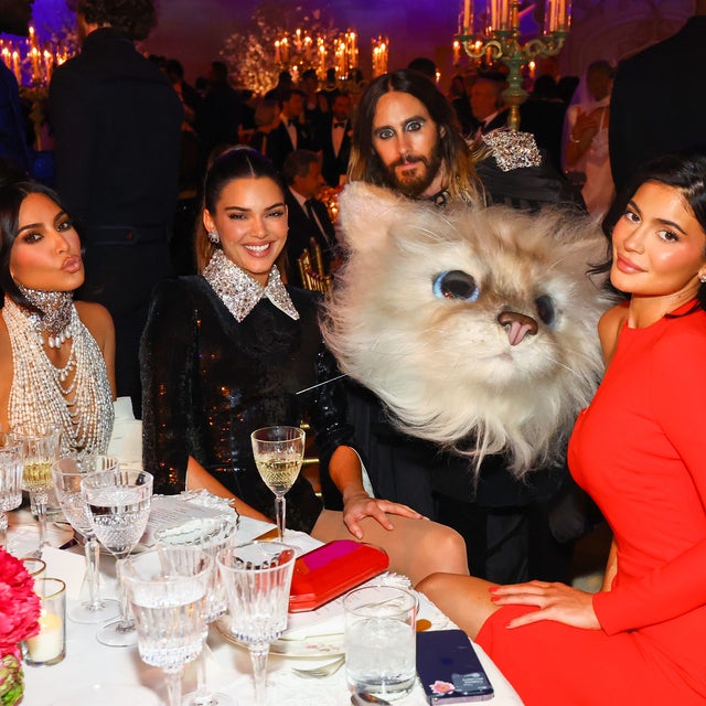 Kim Kardashian, Kendall Jenner, Jared Leto and Kylie Jenner attend The 2023 Met Gala Celebrating "Karl Lagerfeld: A Line Of Beauty" at The Metropolitan Museum of Art on May 01, 2023 in New York City.