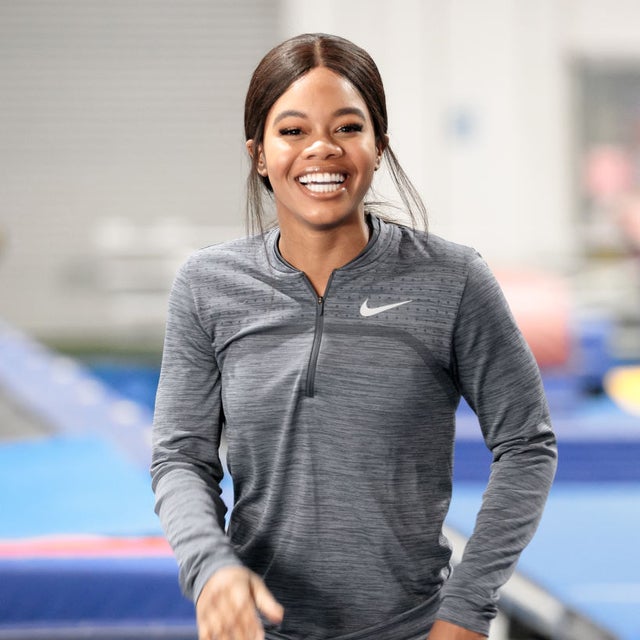Olympic gymnast Gabby Douglas teaches Jay Pharoah gymnastics on the IMDb Series “Special Skills” in Los Angeles, California. This episode of “Special Skills” airs on March 10, 2020.