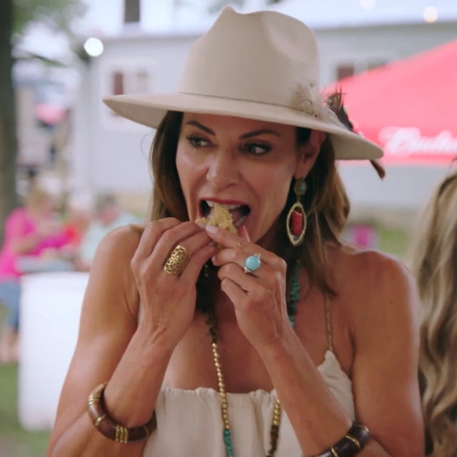 Luann de Lesseps tries out some deep-friend beef testicles on 'Luann and Sonja: Welcome to Crappie Lake'