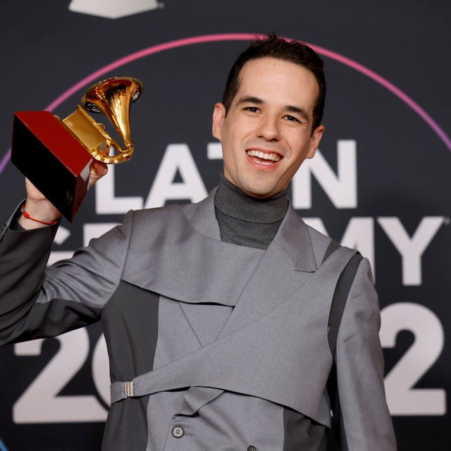 Edgar Barrera poses with the award for Best Regional Song in the press room for the 23rd Annual Latin GRAMMY Awards at the Mandalay Bay Events Center on November 17, 2022 in Las Vegas, Nevada.