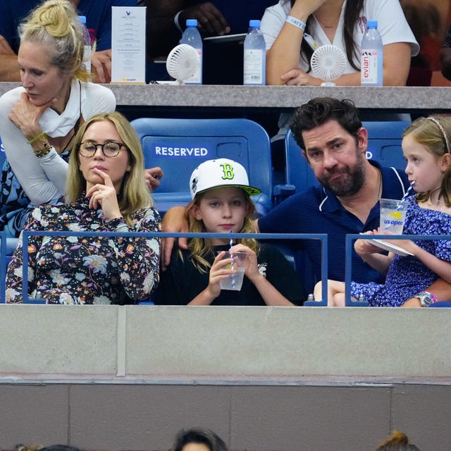  Emily Blunt and John Krasinski are seen at the 2023 US Open Tennis Championships on September 08, 2023 in New York City.