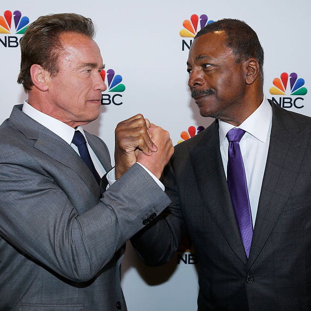 Arnold Schwarzenegger and Carl Weathers