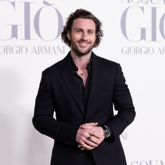 Aaron Taylor-Johnson attends the Madrid photocall for "ACQUA DI GIO" By Giorgio Armani at Matadero Madrid on March 07, 2024 in Madrid, Spain