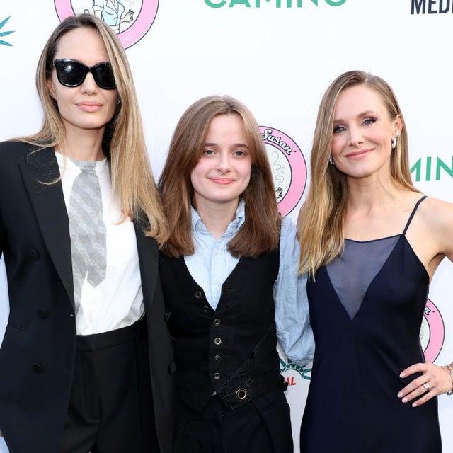 Angelina Jolie, Vivienne Jolie-Pitt and Kristen Bell attend the opening night performance of "Reefer Madness: The Musical" at The Whitley on May 30, 2024 in Los Angeles, California