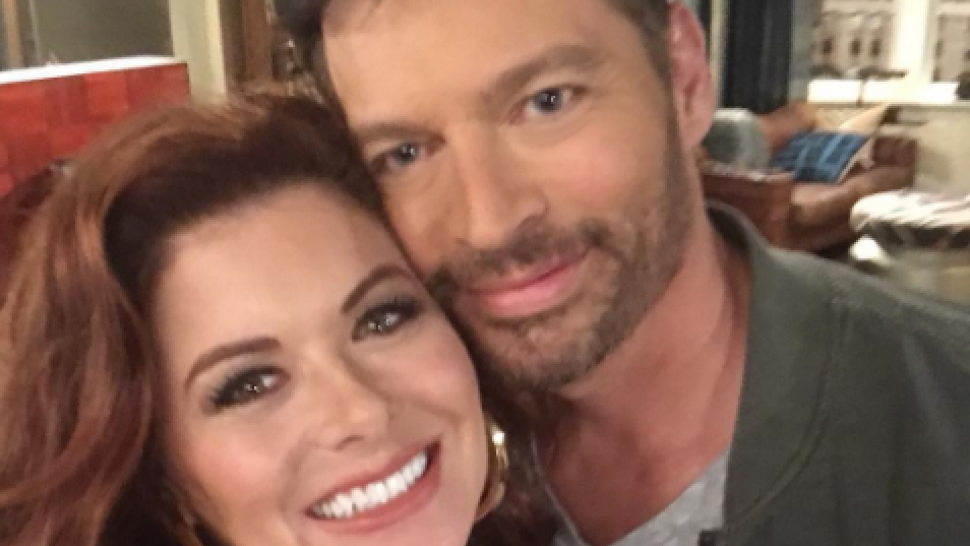 Debra Messing and Harry Connick Jr. on Will & Grace set