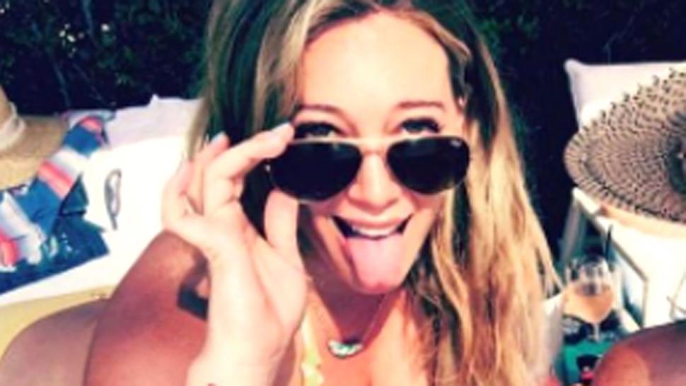 Hilary Duff and Her Friend Sport Matching Bikinis in Silly Selfie