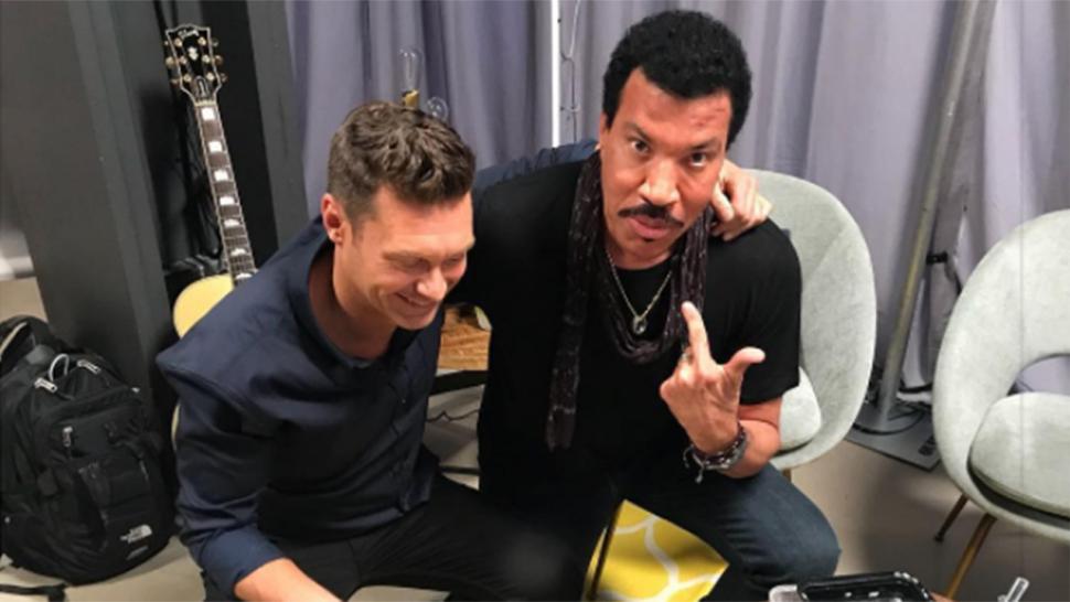 Ryan Seacrest and Lionel Richie on 'Idol' set