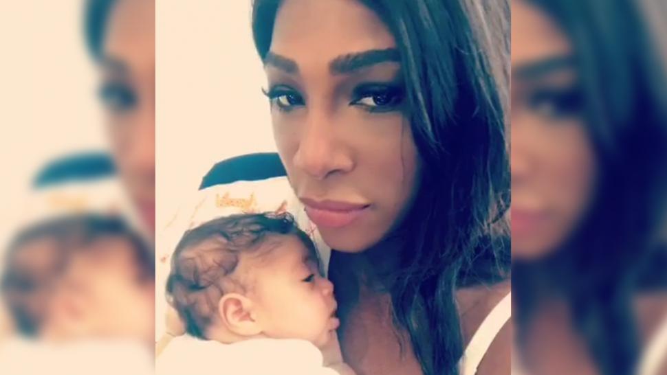 Serena Williams Shares Another Adorable Mother Daughter Photo With A Yawning Baby Alexis Entertainment Tonight