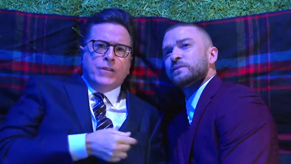 Justin Timberlake and Stephen Colbert on Late Show