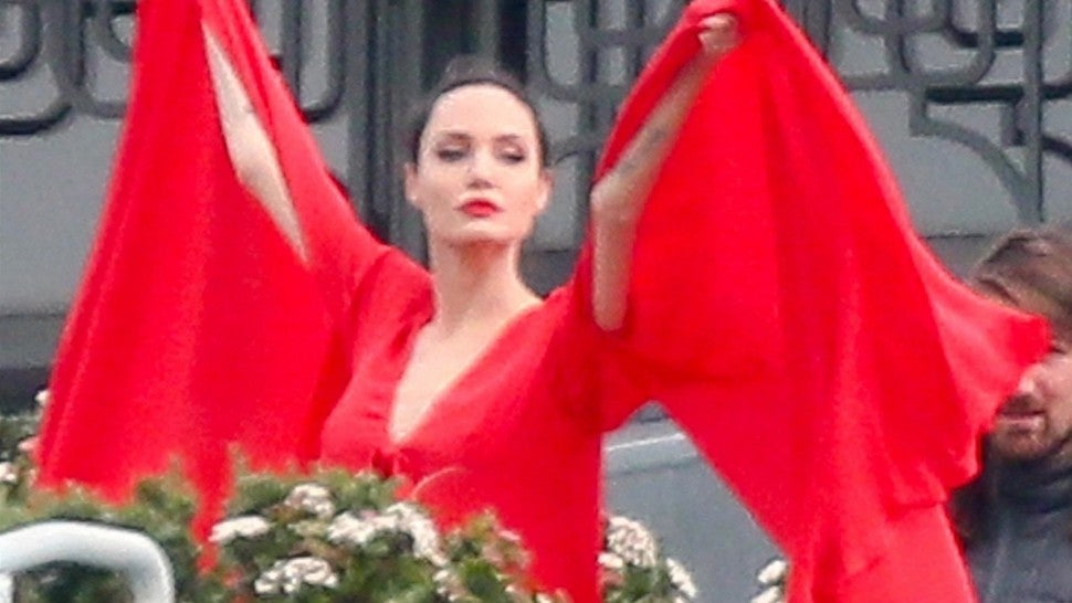 Angelina Jolie strikes a pose in Paris.