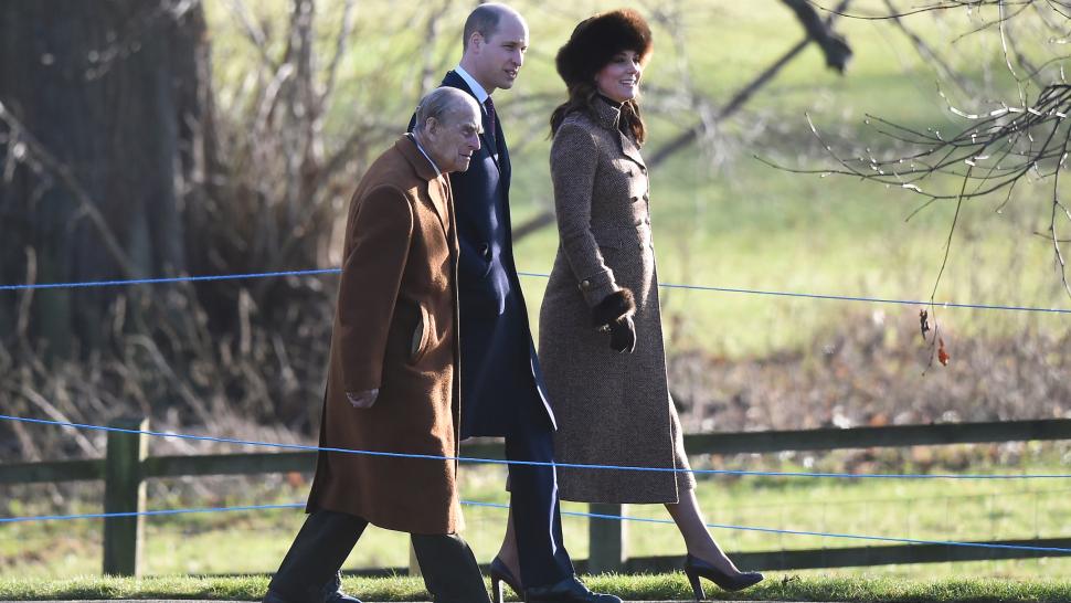 Kate Middleton heads to church with Prince William and Prince Philip.