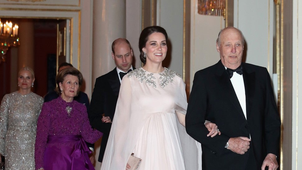 Kate Middleton attends an official dinner in honor of her and husband Prince William at the Royal Palace in Oslo, Norway.