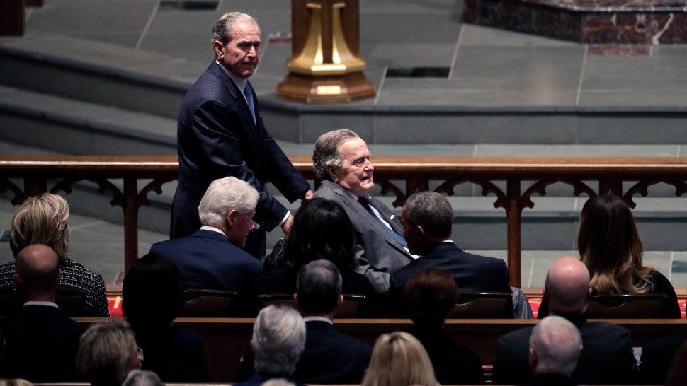 George Bush, Obamas, Clintons at Barbara Bush's Funeral