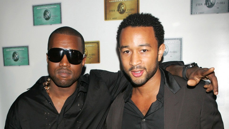 Kanye West and John Legend attend a Kanye West concert held exclusively for American Express card members at the Nokia Theatre August 29, 2006 in New York City.