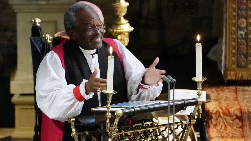 Michael Curry speaks at Meghan Markle and Prince Harry's wedding on May 19, 2018.