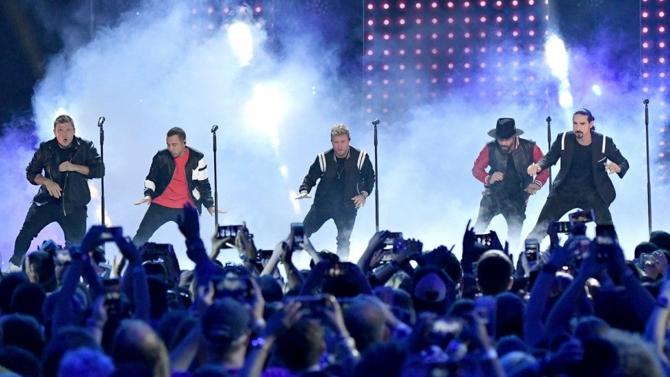 Nick Carter, Howie Dorough, Brian Littrell, AJ McLean and Kevin Richardson   of Backstreet Boys perform onstage at the 2018 CMT Music Awards at   Bridgestone Arena on June 6, 2018 in Nashville, Tennessee.