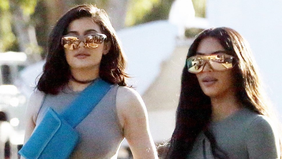 Kim Kardashian and Kylie Jenner in matching outfits