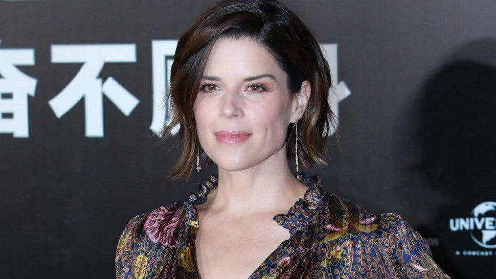 Neve Campbell at the Hong Kong premiere of 'Skyscraper' on July 2