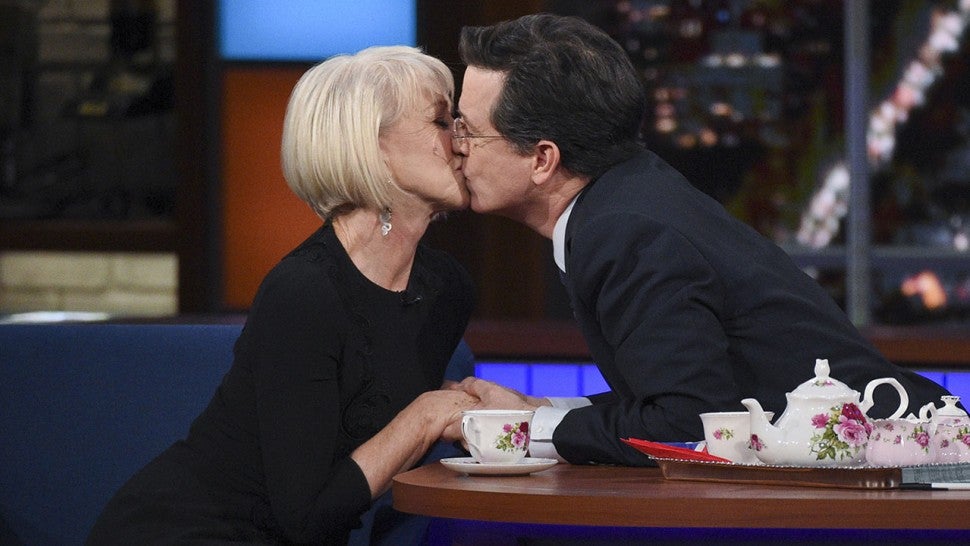 Helen Mirren and Stephen Colbert