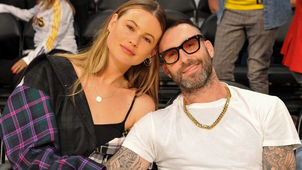 Adam Levine and Behati Prinsloo at the Los Angeles Lakers game at the Staples Center on Oct. 20