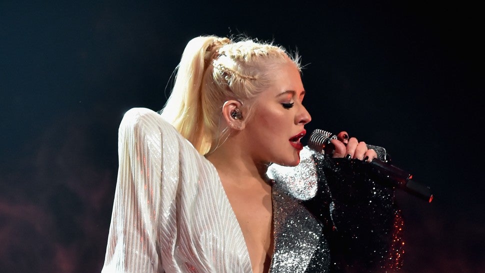 Christina Aguilera tour silver dress