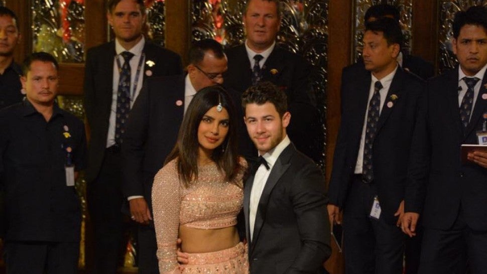 Nick Jonas and Priyanka Chopra seen arriving at the continued wedding celebrations of Nita Ambani, daughter of Mukesh Ambani.