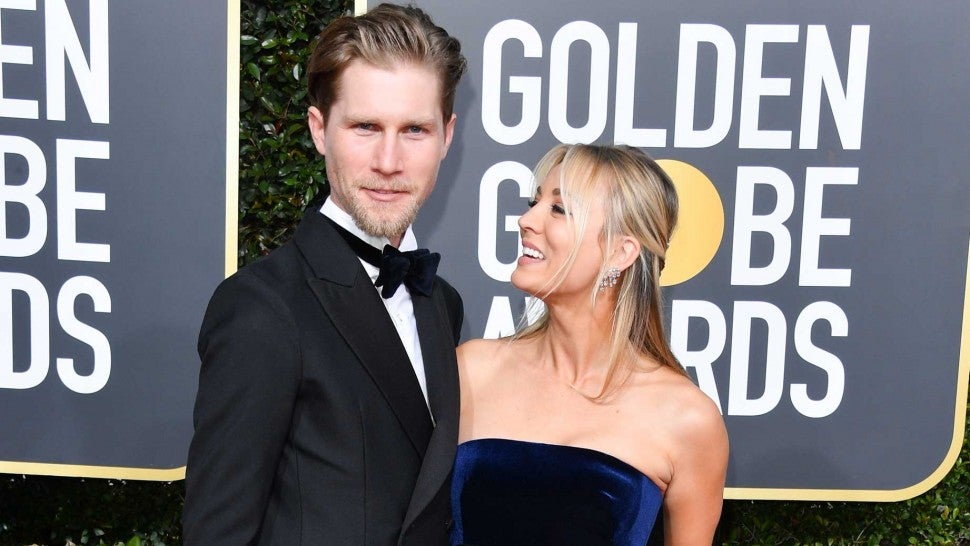 Karl Cook and Kaley Cuoco at the 2019 Golden Globes
