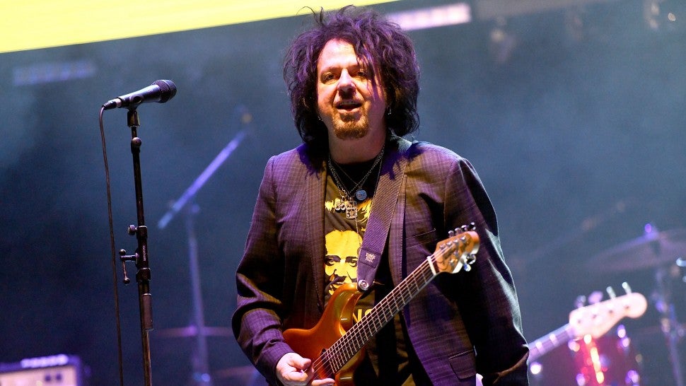 Guitarist Steve Lukather of the band Toto performs onstage with Kings of Chaos at the Adopt the Arts annual rock gala at Avalon Hollywood on January 31, 2018 in Los Angeles.