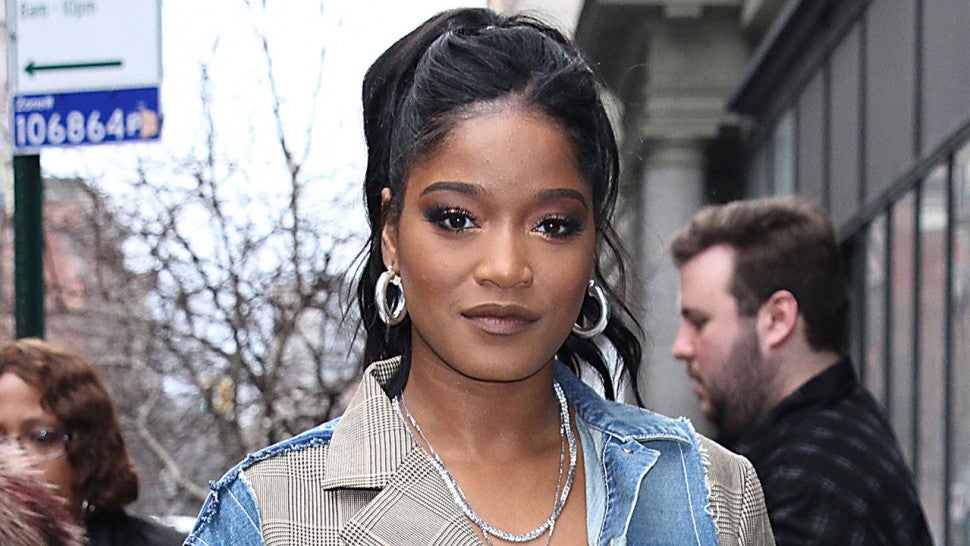 Keke Palmer in nyc in mixed media suit