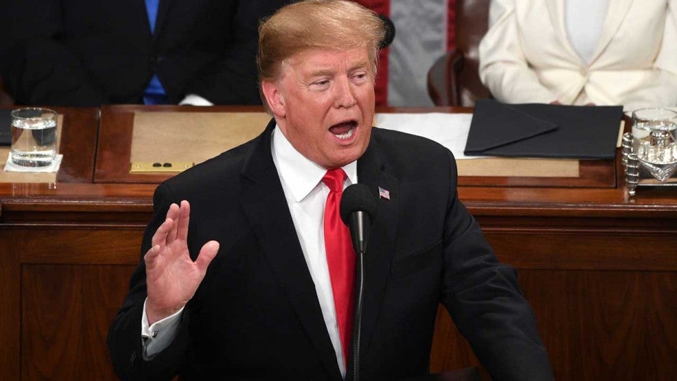 Donald Trump at the 2019 State of the Union speech