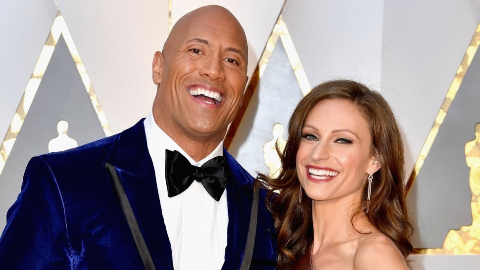 Dwayne Johnson and Lauren Hashian at the 89th Annual Academy Awards 