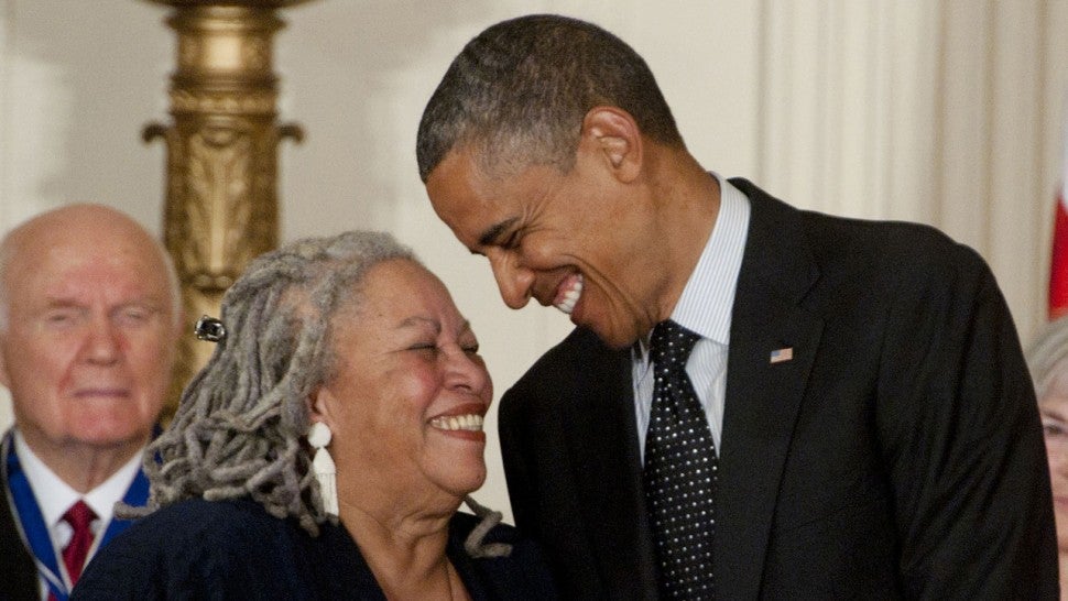Toni Morrison receives the Presidential Medal of Freedom from President Barack Obama in the East Room of the White House on May 29, 2012 in Washington, DC. 