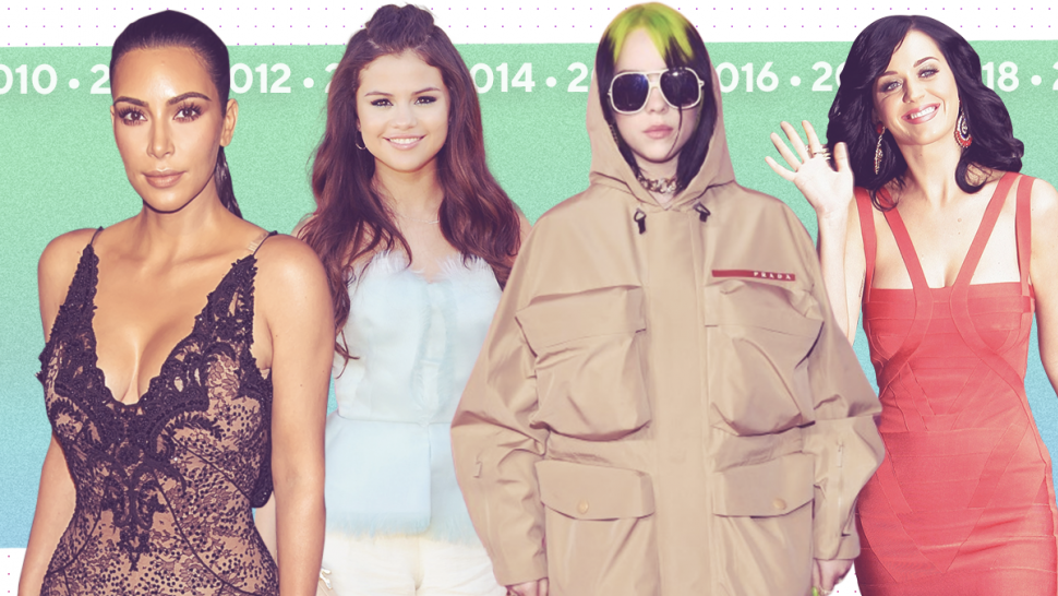 biggest fashion trends of 2010s Kim Kardashian Selena Gomez Billie Eilish Katy Perry 1280