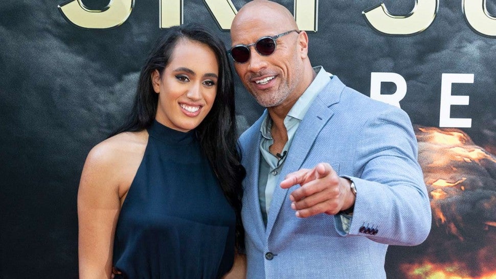 Simone Johnson and her father, Dwayne Johnson, at the premiere of 'Skyscraper'