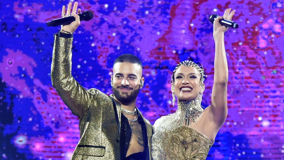 Maluma performs with special guest Jennifer Lopez at Madison Square Garden on October 04, 2019 in New York City.