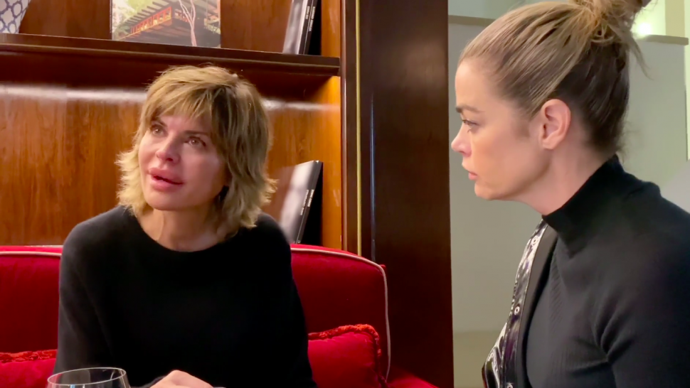 Lisa Rinna is left in tears after a chat with Denise Richards on 'The Real Housewives of Beverly Hills.'