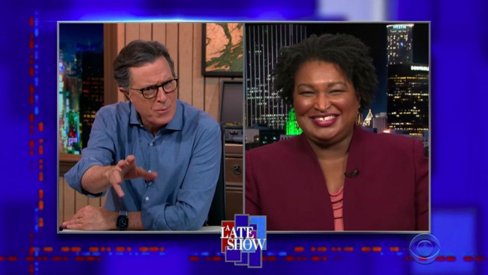 Stephen Colbert and Stacey Abrams