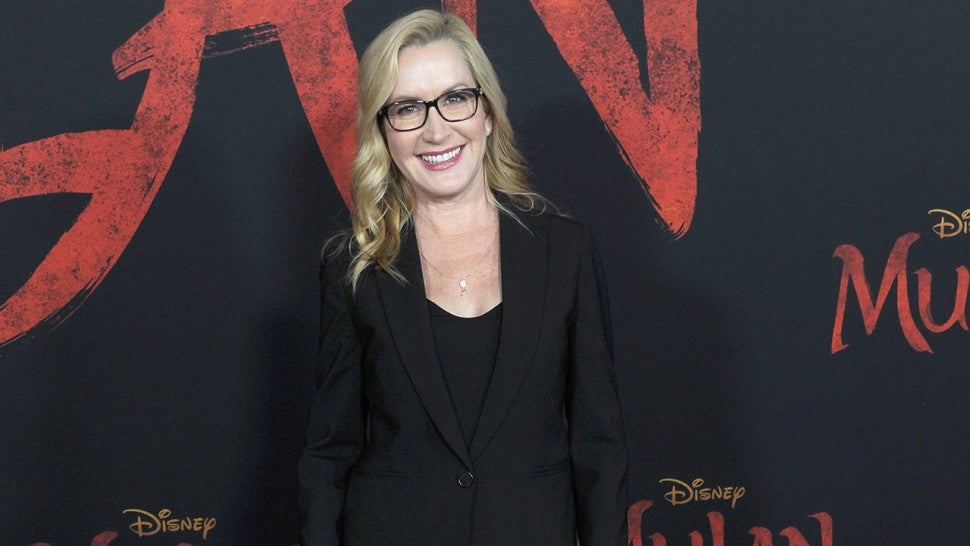 Angela Kinsey arrives for the Premiere Of Disney's "Mulan" held at Dolby Theatre on March 9, 2020 in Hollywood, California.