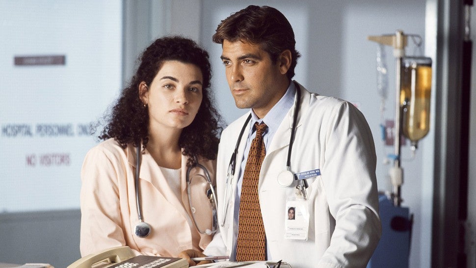 Julianna Margulies as Nurse Carol Hathaway, George Clooney as Doctor Doug Ross