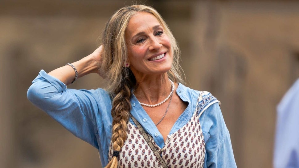 Sarah Jessica Parker is seen filming "And Just Like That..." the follow up series to "Sex and the City" in Central Park on August 09, 2021 in New York City.