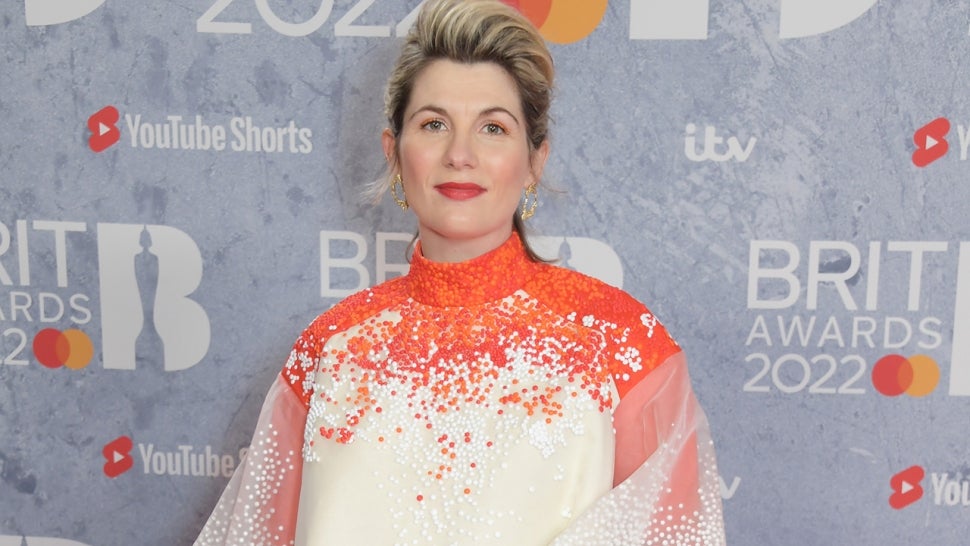 Jodie Whittaker arrives at The BRIT Awards 2022 at The O2 Arena on February 8, 2022 in London, England.