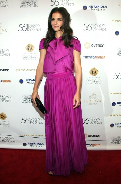 katie holmes purple dress Katie Holmes Feels Like a Walking Art Piece in Zac Posen's Designs